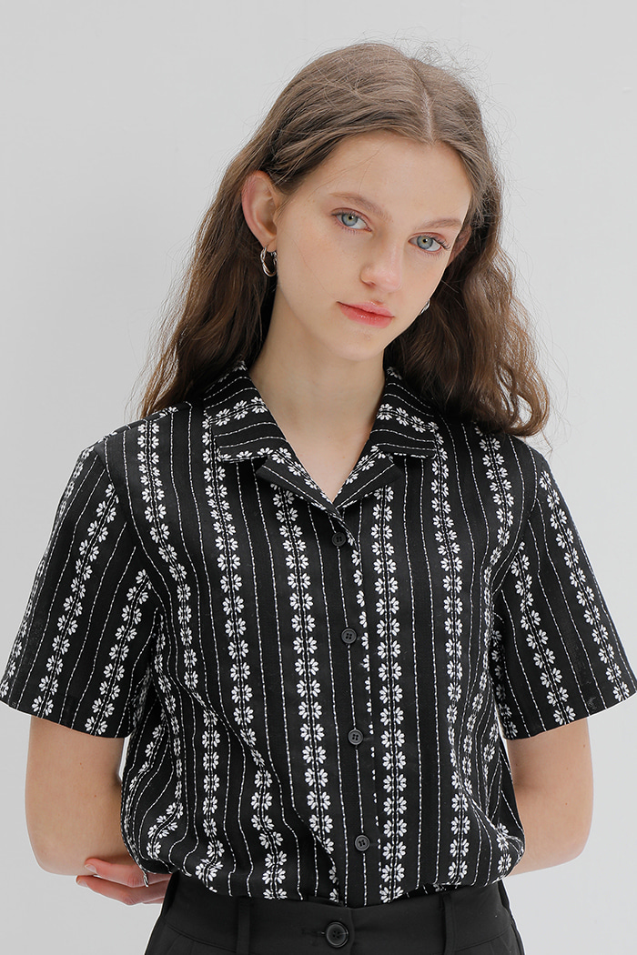 EMBROIDERY COTTON SHIRT_BLACK