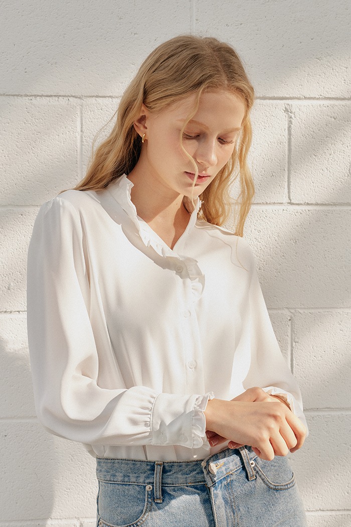 TWO FRILL SHIRT_WHITE